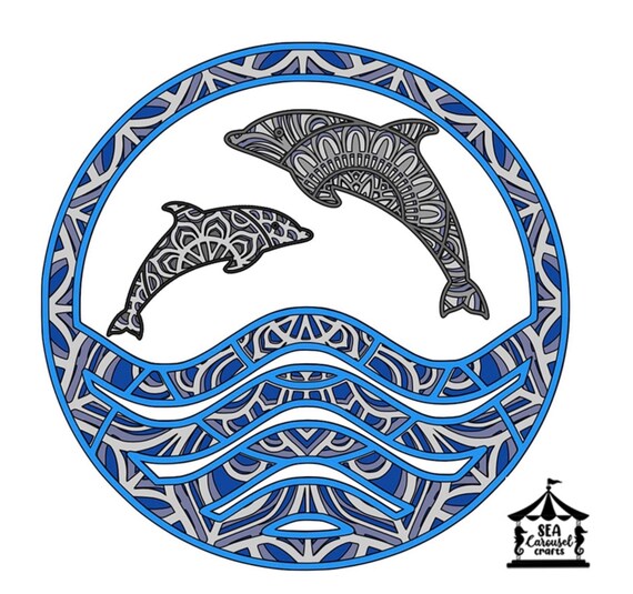 Download Dolphin Wave Mandala Svg 3d Paper Art Ocean Aquarium Art Etsy