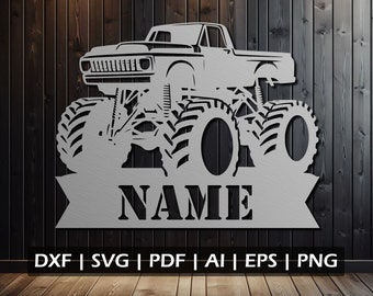Monster Truck Template Dxf Svg Eps Ai Pdf Png Files - Digital Download - Plasma Laser CNC Routing Cricut Cut File(s) - File(s) Only!