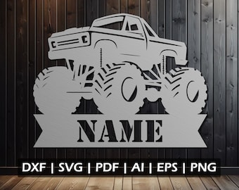 Monster Truck Template Dxf Svg Eps Ai Pdf Png Files - Digital Download - Plasma Laser CNC Routing Cricut Cut File(s) - File(s) Only!