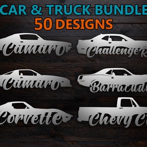 Cars & Trucks Bundle - 50 Designs - DXF and SVG files - Digital Download - Plasma Or Laser CNC Cut File(s) - File(s) Only!