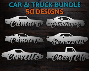 Cars & Trucks Bundle - 50 Designs - DXF and SVG files - Digital Download - Plasma Or Laser CNC Cut File(s) - File(s) Only!