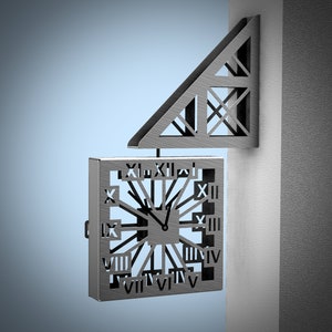 2 Sided Industrial Clock Square Dxf Svg Eps Ai Pdf Files - Digital Download - Plasma Laser CNC Waterjet Cut File(s) - File(s) Only!