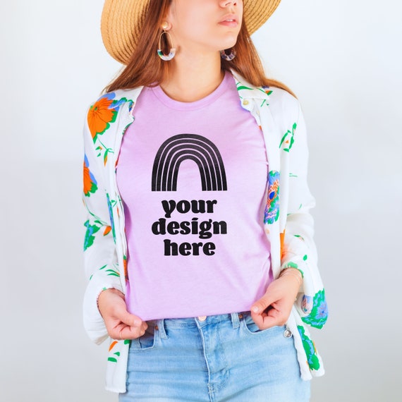 Bella Canvas 3001 Heather Prism Lilac Mockup Lilac Shirt | Etsy