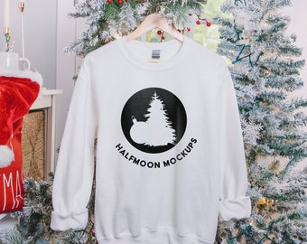 Gildan 18000 Mockup, White Sweatshirt Mockup, Hanging Mockup, G180 Mockup, Winter Mockup, Christmas mockups