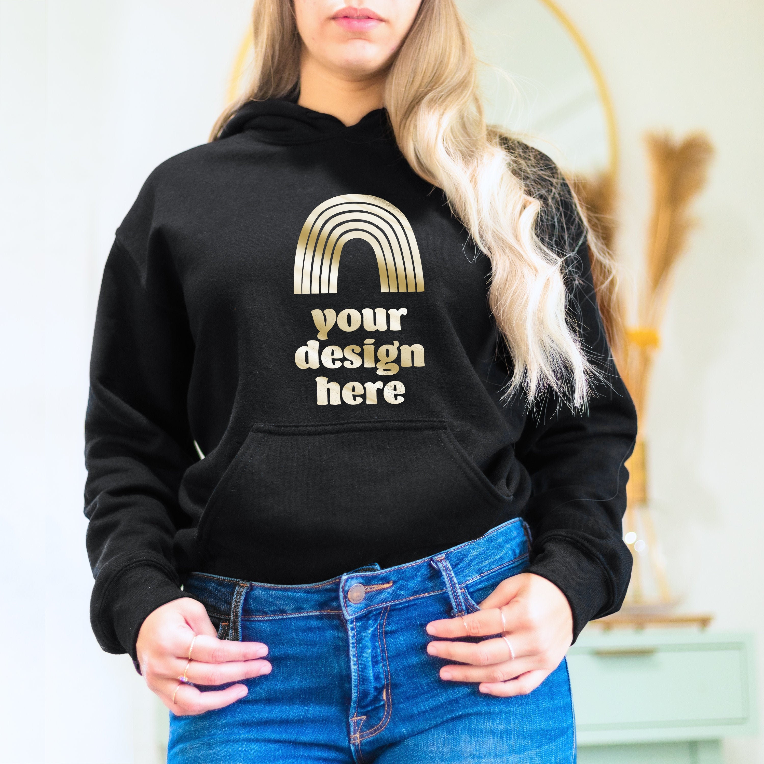 Download Gildan 18500 Mockup Black Hoodie Model Mockup | Etsy
