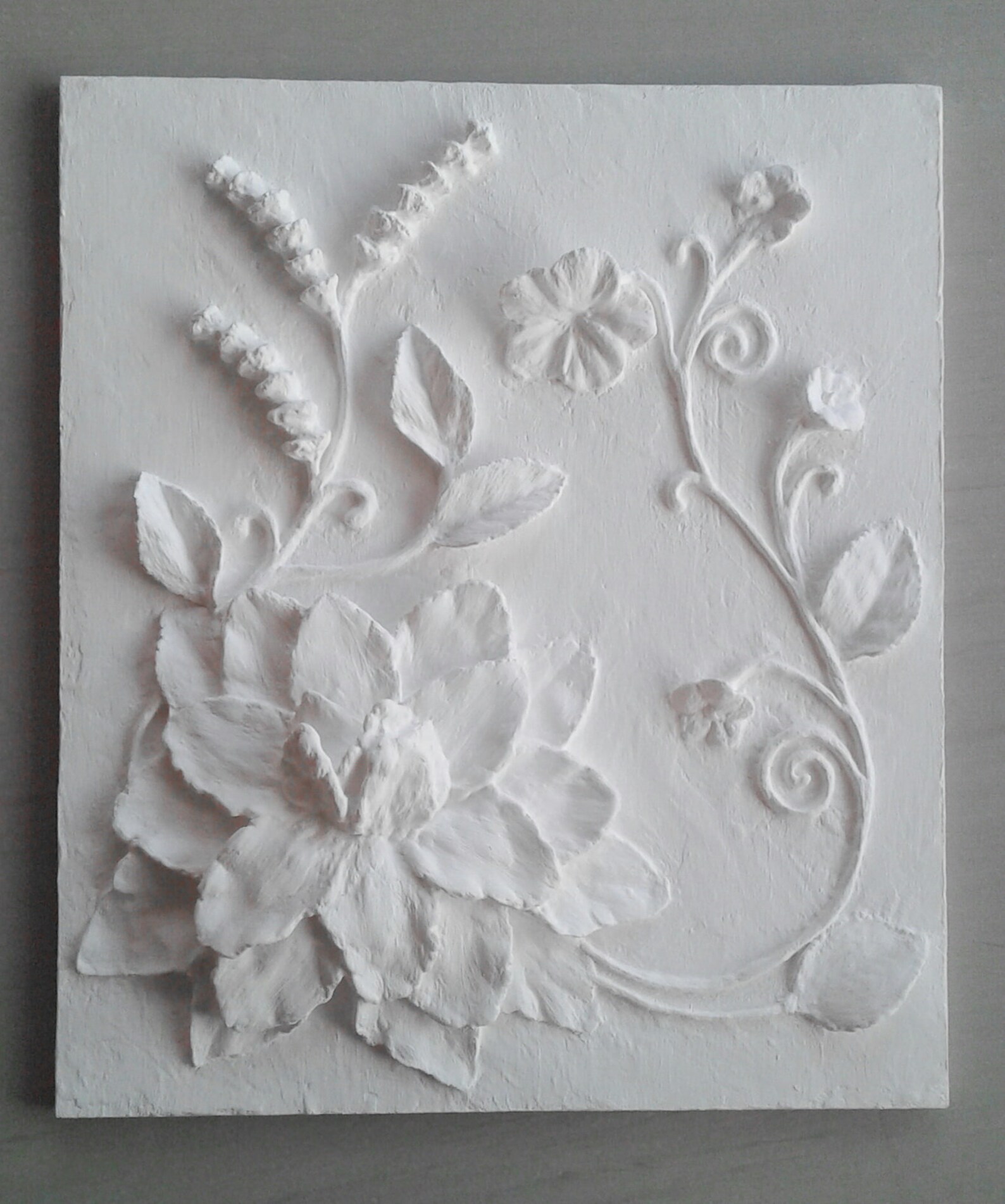 Plaster wall art plaster relief 3d plaster relief white bas Etsy
