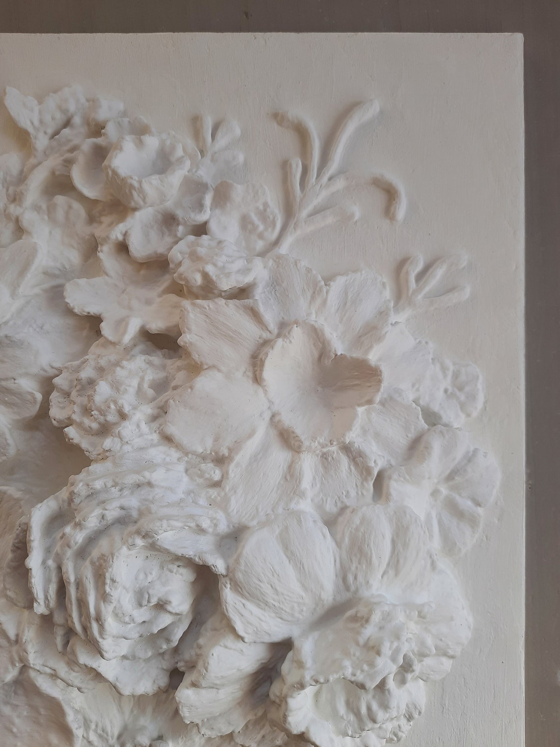 Plaster wall art plaster relief 3d plaster relief white bas Etsy