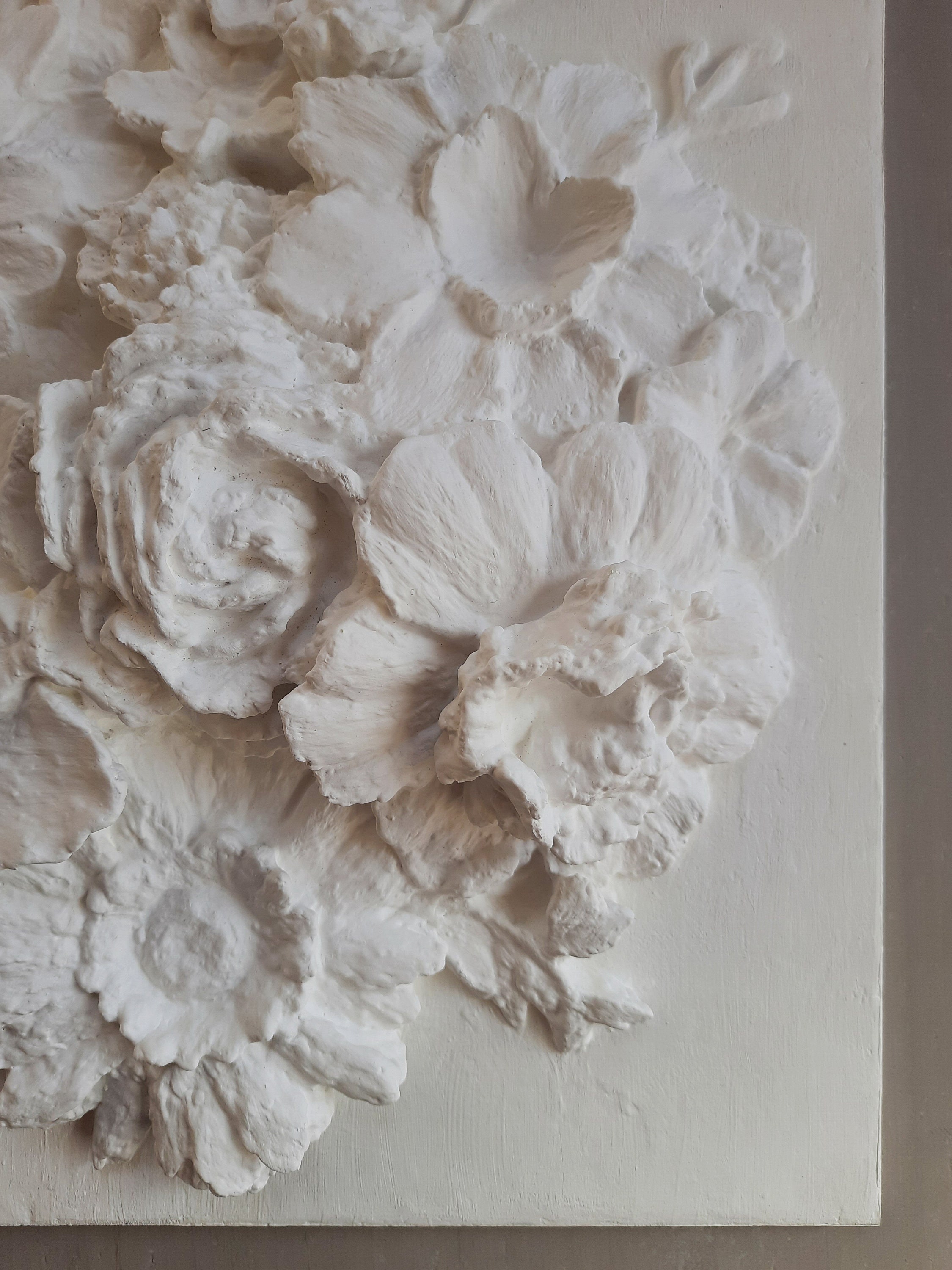 Plaster wall art plaster relief 3d plaster relief white bas Etsy