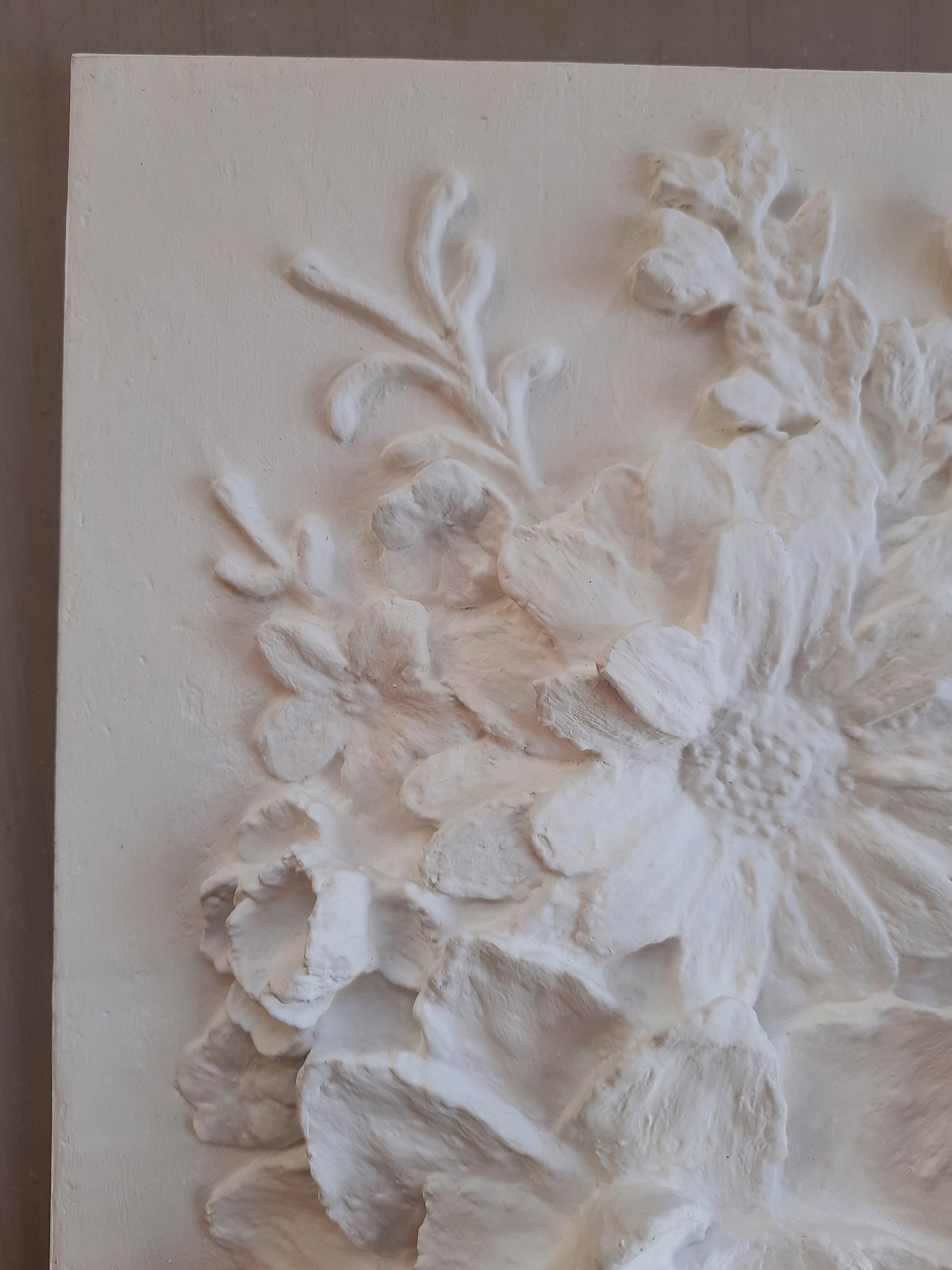 Plaster wall art plaster relief 3d plaster relief white bas Etsy