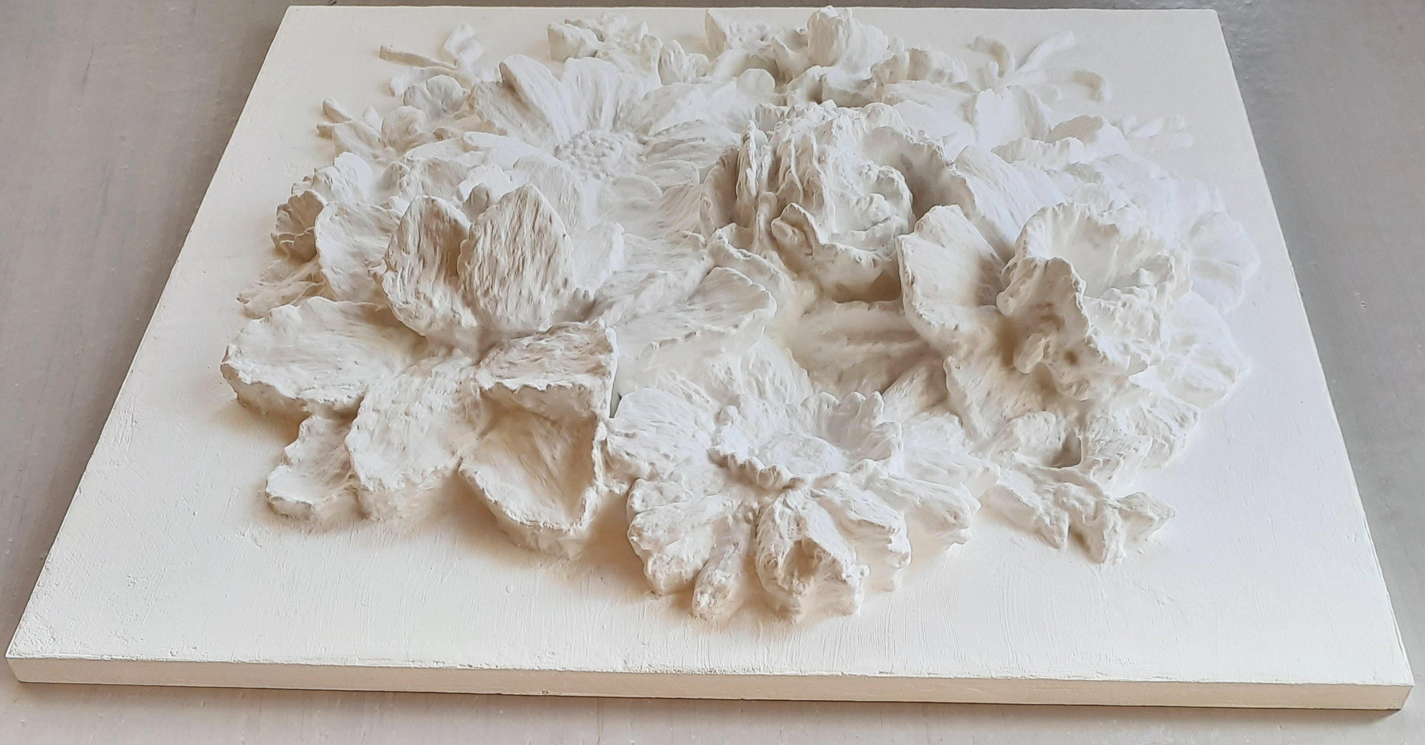 Plaster wall art plaster relief 3d plaster relief white bas Etsy