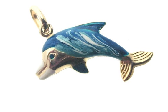Reversible Dolphin charm . Gold Dolphin charm . Vi