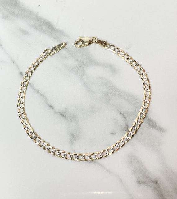 Delicate Diamond Cut Curb Chain Bracelet. 14kt Go… - image 1