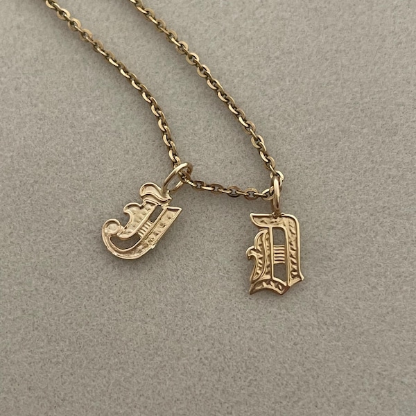 Jumbo 14kt Gold Old English Initial Charm - Custom Dangle (10mm)