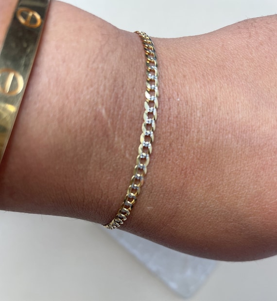 Delicate Diamond Cut Curb Chain Bracelet. 14kt Go… - image 4