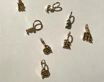 Old English 14kt Gold Initial Charm. Custom Charm . Gold Charm. Charm Dangle .