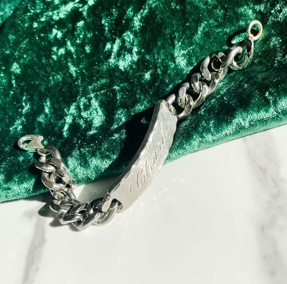 Vintage Sterling Silver 'charlie' Nameplate Chain Bracelet - Etsy