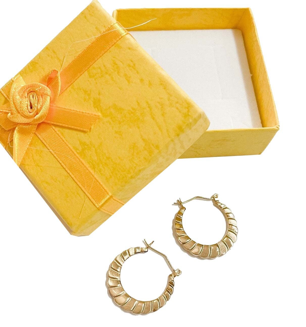 14kt Gold Scalloped Hoop Earrings. Vintage Gold Hoop Earrings. Etsy