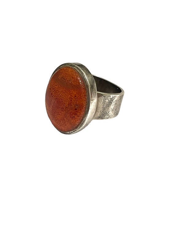 Coral sterling silver ring. Vintage sterling silve