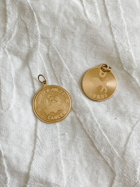 Zodiac Coin Pendants. Cancer . Taurus. Coin charm 