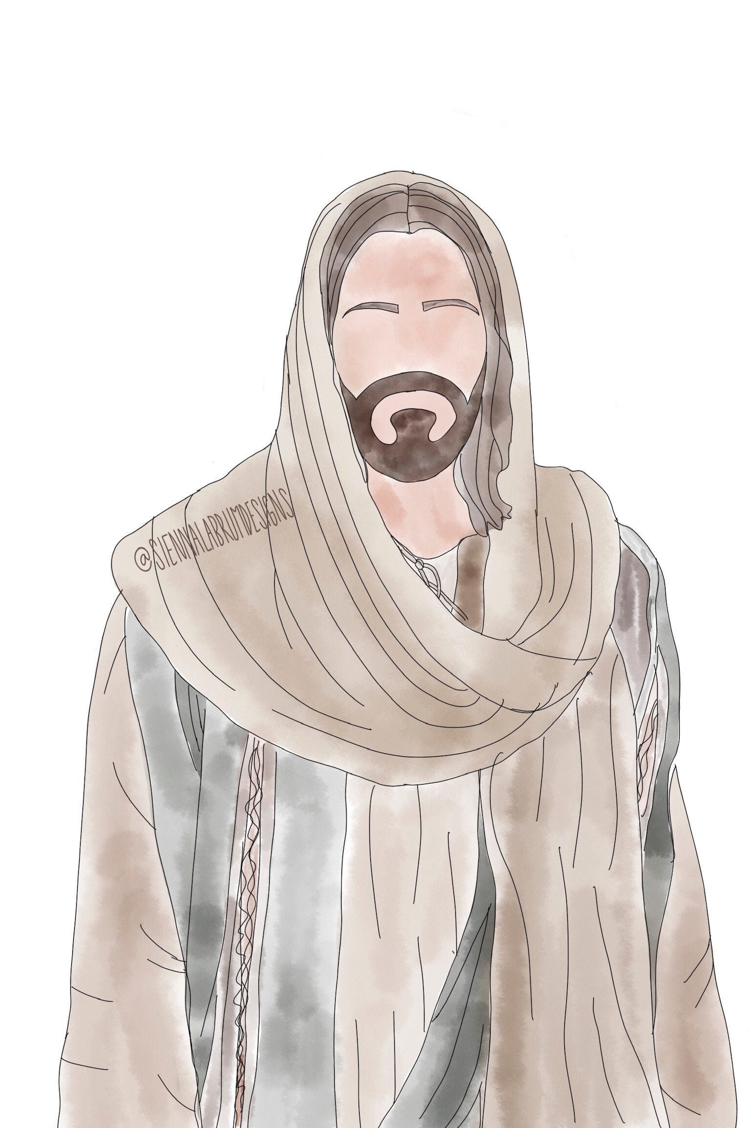 Lds Jesus Christ Watercolor Digital Portrait Etsy