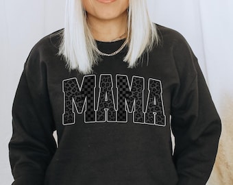 Black Leopard Mama Sweatshirt- Moms to Be, Mother's Day, Gift for Mom