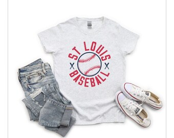 St. Louis Baseball T-Shirt: STL Fan Tee, Ash Grey