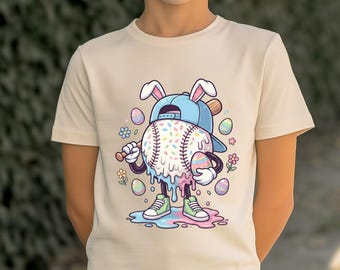 Pastel Baseball Easter Graphic Tee – Youth & Adult’s Bella Canvas Tan Shirt