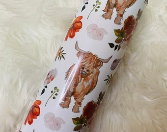 Floral Cow 20oz Tumbler