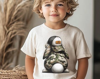 Camo Bunny Egg Hunter Easter Tshirt for Toddler, Youth and Adults