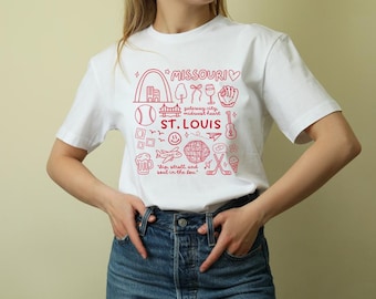 St. Louis Missouri T-Shirt, Crewneck or Hoodie | STL Inspired Graphic | Toasted Ravioli, Gateway Arch & Baseball