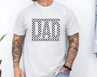 Stylish Ash Grey Dad T-shirt - Perfect Father's Day Gift, Dad Tees, Sweatshirts and Hoodies, Checkered Dad Tee