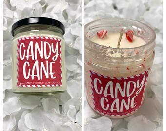 Candy Cane   Soy Christmas Candle Holiday Gift Co-workers - neighbor gift -- friend gifts - boss gift- teacher gift