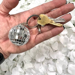 Disco Ball key chain 1.5 inch mirror ball car decor car party mirror ball Plastic Core keychain