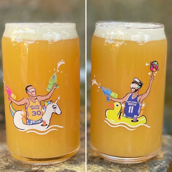 Steph Curry and Klay Thompson Splash Bros 16 oz Craft Beer Glass Set