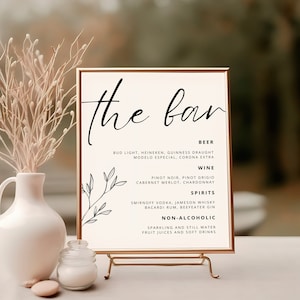 Minimalistyczny botaniczny szablon menu weselnego, nowoczesny znak na specjalne wydarzenia boho, w pełni edytowalny, do natychmiastowego pobrania, 5x7 i 8x10