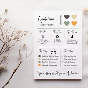 Bridesmaid info card, minimalist bridesmaid proposal card template, will you be my bridesmaid, instant download, fully editable, 5x7 card