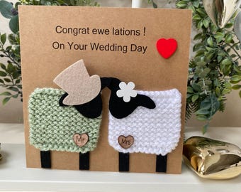 Handmade Knitted Sheep Wedding Card, Personalised Love Keepsake Greeting
