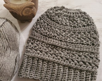 Crochet Hat Pattern-Crochet Ponytail Hat Pattern- MessyBun Hat Crochet Pattern-Fur Pom Hat Pattern-Slouchy crochet Hat