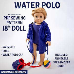 18-Zoll-Puppe Wasserball Outfit Schnittmuster | Amerikanisches Mädchen (PDF)