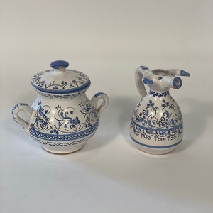 Cruz Family Pottery, Hand Painted Creamer and Sugar Bowl