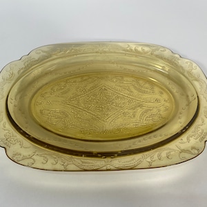 11” Oval Platter Federal Glass Co, Amber Madrid
