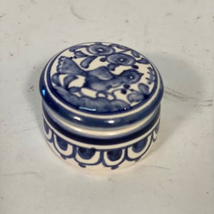 Small Coimbra Handpainted Pottery Keepsake Box, Portugal