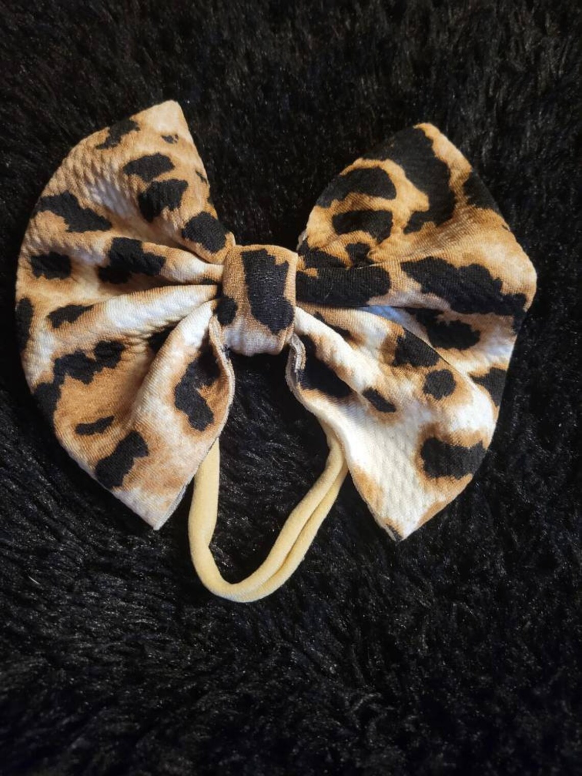 5.55.5in leopard print bows on nylon. Tail free. Sewn. Bows | Etsy