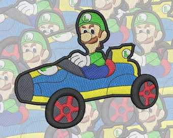 Luigi's death stare mario kart Embroidery Design (Digital File)