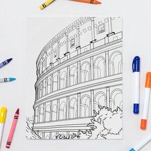 Colosseum Printable Coloring Page Italy Adult Coloring Book | Etsy