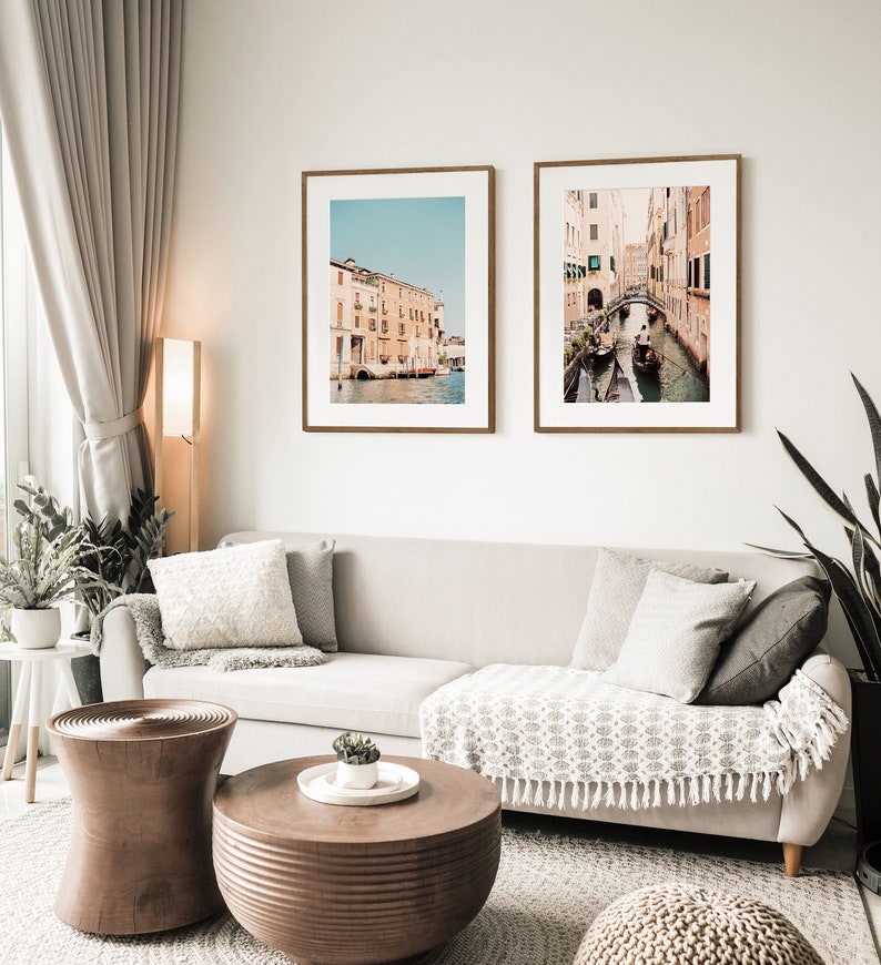 Ros\u00e9 Tint Printable Wall Decor Travel Photography Venetian Art Downloadable Photos Set of 2 Venice Canals Prints Gondola Ride