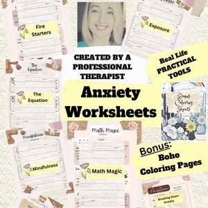 Anxiety Worksheets, Anxiety workbook, Anxiety Triggers, Anxiety Cards, Narrative therapy, CBT worksheets, CBT workbook, Anxiety Cards, CBT