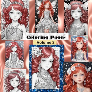 Fairy dress and jewels Coloring Page for Adults Cute Grayscale Cute Princess Coloring Book for Kids, Printable Girls PDF Instant Download