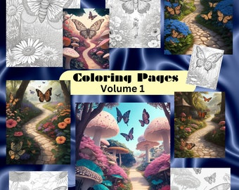 moths Coloring Book, Adults kids Instant Download -Grayscale Coloring Book - Printable PDF, moth coloring, spiritual coloring, butterflies