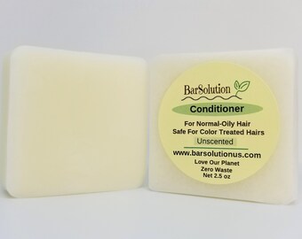 BarSolution Eco-Friendly Natural Unscented Conditioner Bar For Normal-Oily Hair, Vegan, Silicone Free, PH Balanced, Plastic Free, Zero Waste